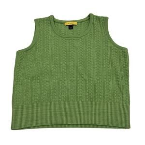 St. John Knit Sweater Vest Womens Size L Green Wool Blend Pullover